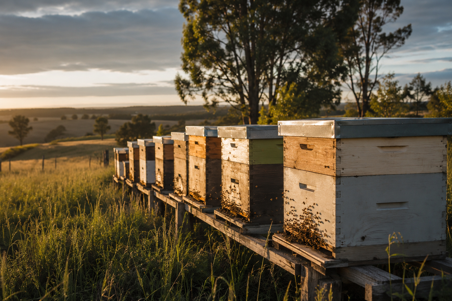 Healthy bee colonies in apiary